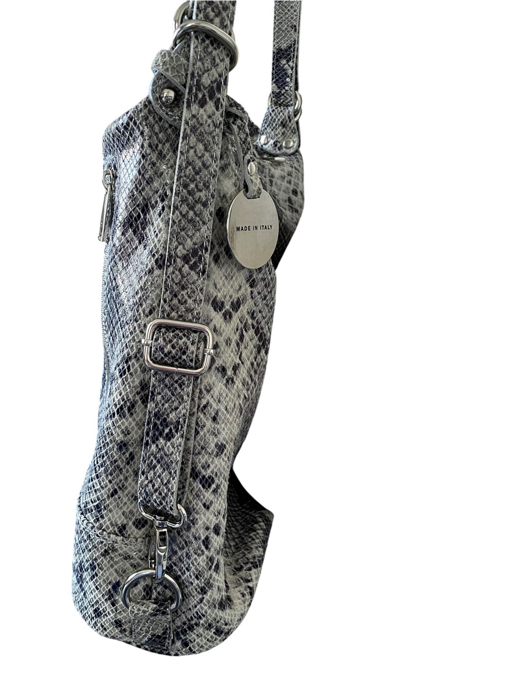 Bevini Modena B290 Italian Caw Leather Python Print Convertible Shoulder Bag - Picture 16 of 16